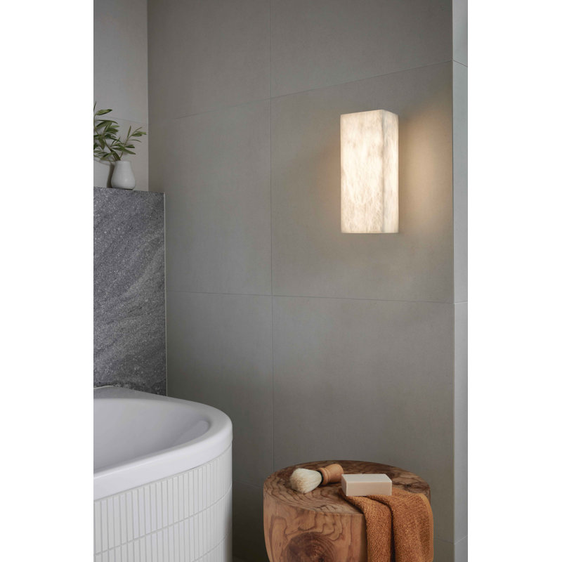 Times Alabaster LED Wall Sconce IP44 Bathroom Wall Light, Wet Rated