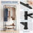 2-in-1 Freestanding Clothes Rack with Hanging Bar and 2 Storage Shelves, Metal Garment Rack for Bedroom, Closet & Entryway, Black
