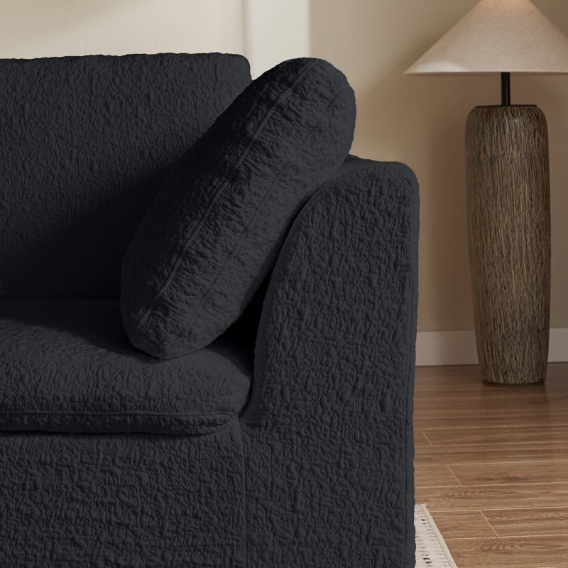 Canapé modulaire convertible en L de 110 po avec canapé-lit modulaire 3 places avec repose-pieds pour salon, Black Chenille
