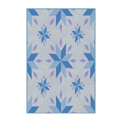 Tapis bleu/blanc à motifs