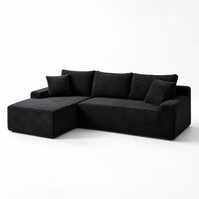 Canapé modulaire en L 94,06 po avec méridienne gauche en forme de L, canapé modulaire en velours côtelé avec accoudoirs, siège profond sans assemblage, canapé en mousse haute résilience à 3 ou 4 sièges pour les salons, les appartements, les stud