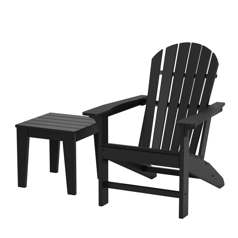 Ensemble Adirondack d'extérieur Addy (1 chaise + 1 table basse), Noir