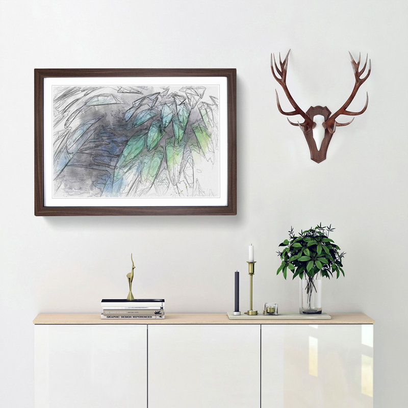 Parrot Feathers in Abstract - Picture Frame Graphic Art Print, 62cm H x 87cm W x 2cm D, Walnut Framed