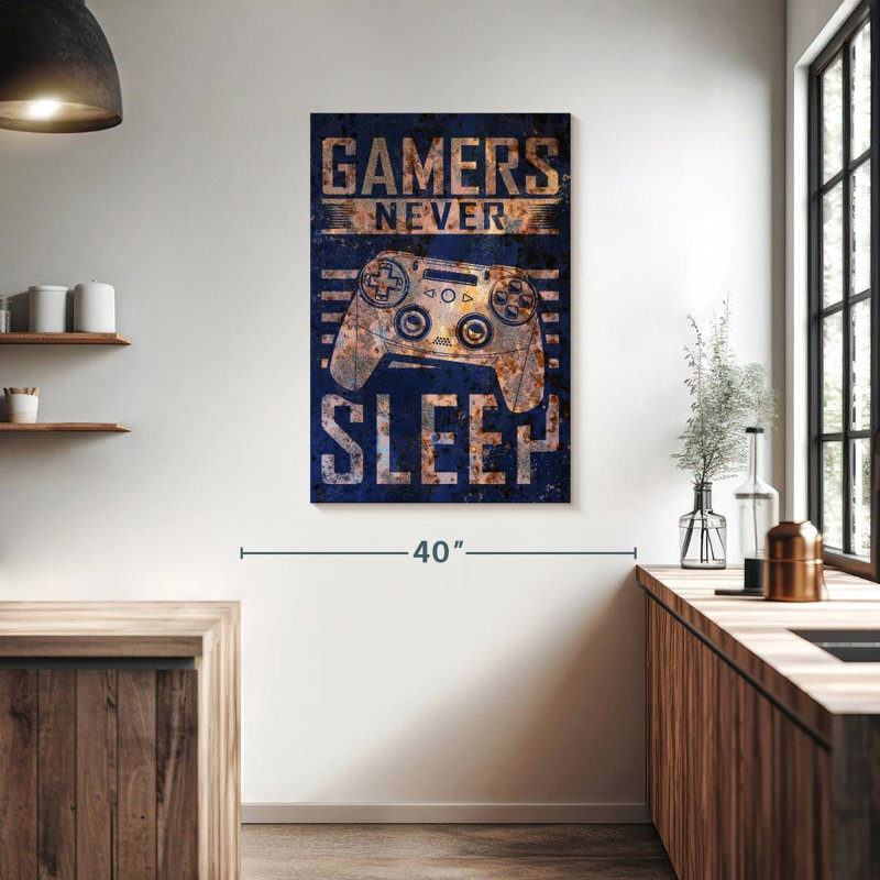 Senne Gamers Never Sleep Typography, 39" H x 26" W