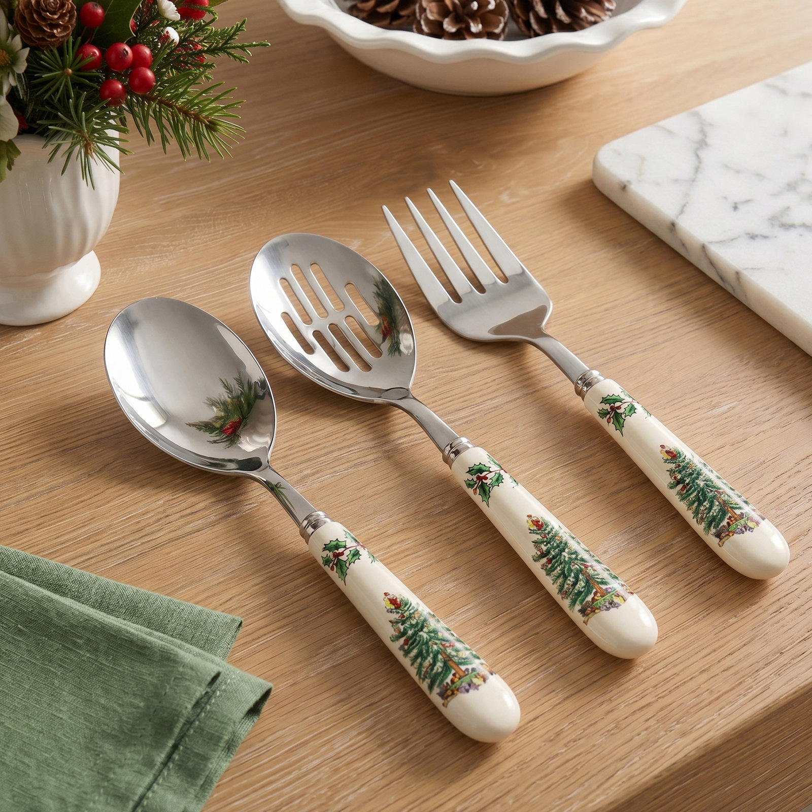 Christmas Tree Stainless Steel Hostess Set
