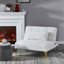Canapé-lit convertible futon avec pattes en métal doré (tissu blanc)