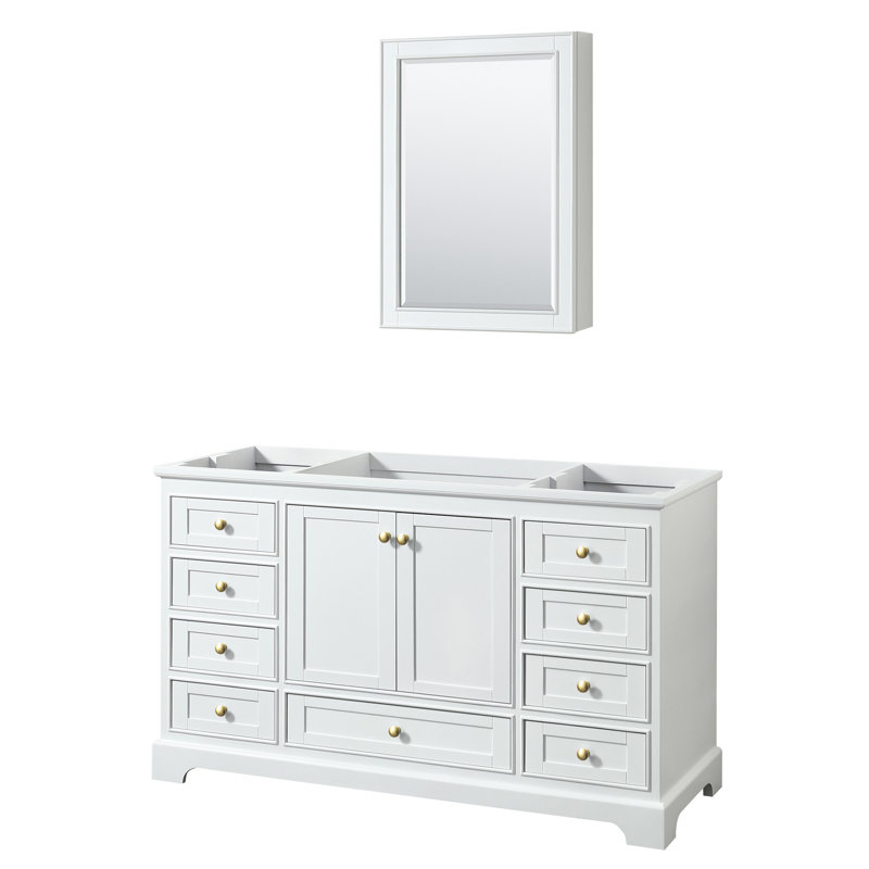 Base de meuble-lavabo simple Deborah, Blanc / or