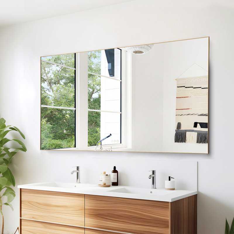 Miroir de salle de bain à DEL avec rétro-éclairage, multifonction, or brossé, 36 po x 60 po