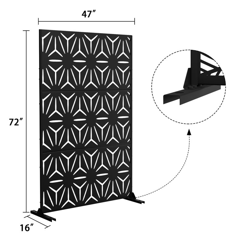 Paravent de clôture en métal H 6 pi x l 4 pi, Noir