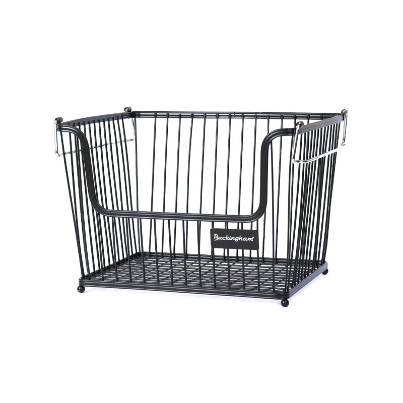 Buckingham Multi-Purpose Stackable Storage Organising Basket, 23cm H x 27.5cm W x 31.5cm D, Black