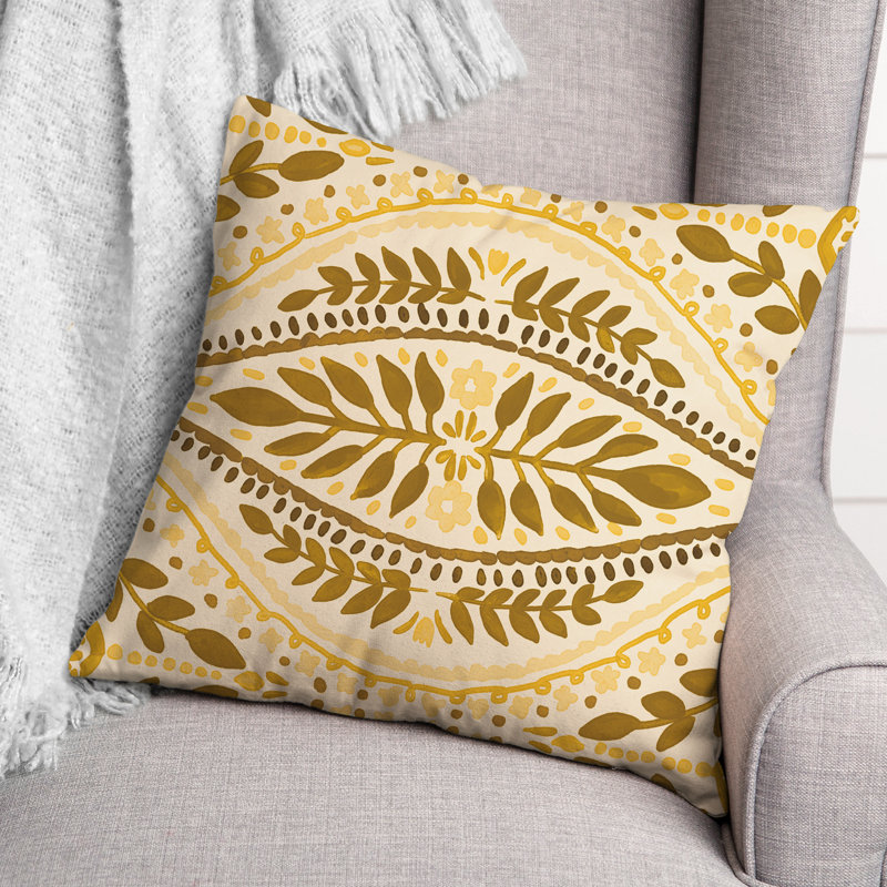 Housse et insert de coussin extérieur d'extérieur, Jaune, Floral 4