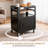Rolling AV Cart With Power Strip, 3-Tier Utility Cart With Wheels, Keyboard Tray, Lockable Cabinet