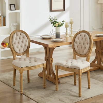 Of 2 Beige Velvet Dining Chairs, With Adjustable Leg Height Chairs 2, Superior Easy Care Feature