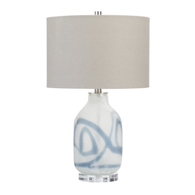 Lampe de table en cristal 25 po avec abat-jour gris