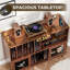 Meuble pour platine vinyle avec rangement et station de charge, meuble vintage en noyer de 120 cm avec portes coulissantes-641348576