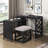 Desks And Stool Set 3Pc Finish Rolling Desk With Casters, 2 Charging Ports Home Office Furniture-1132028188