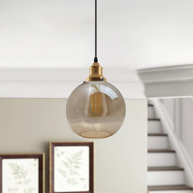 20cm H Glass Globe Lamp Shade ( Screw On ) in Amber