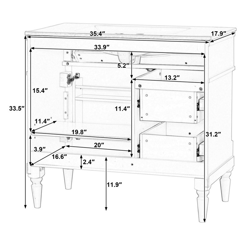 36" Bathroom Vanity with Sink, Black, Black