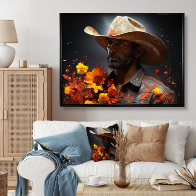 Western Cowboy Pointillism Portrait I, reproduction d'art sur toile