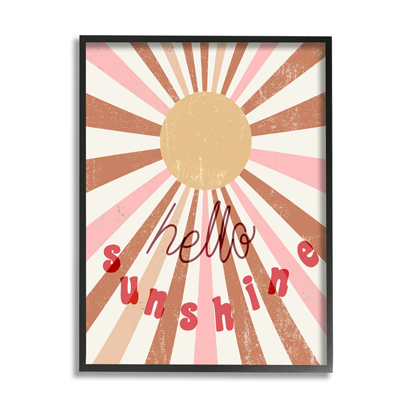 «Hello Sunshine Expression Light Bursts Pink Red» par Daphne Polselli - impression d'art graphique