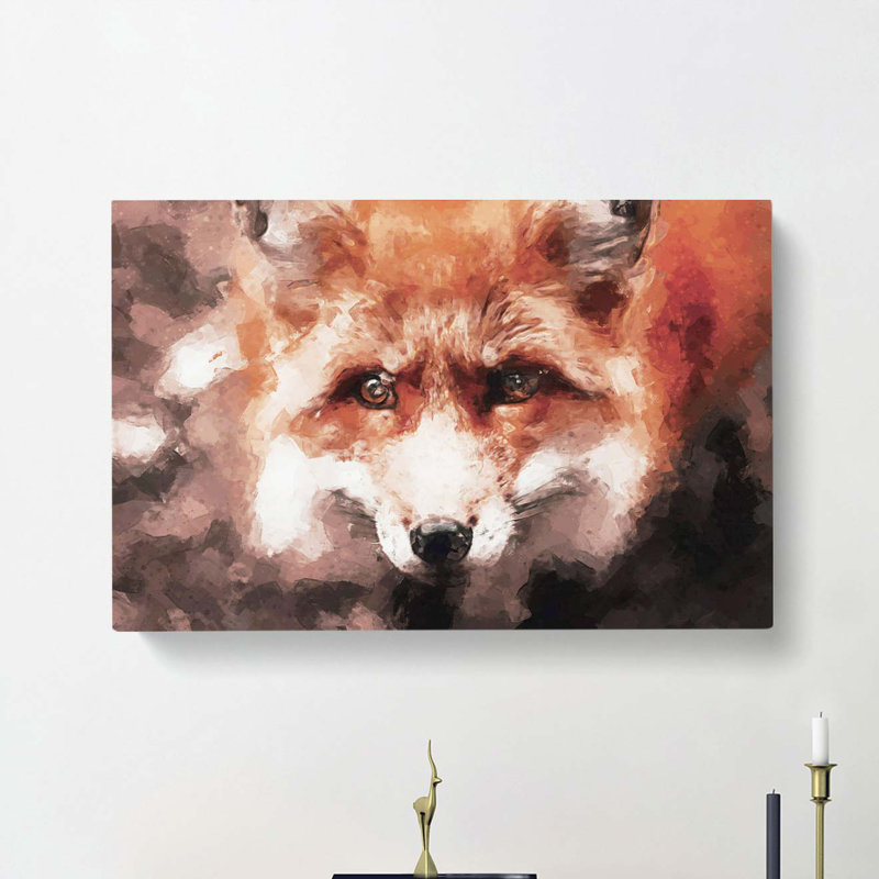 Curious Fox in Abstract - Wrapped Canvas, 40cm H x 60cm W x 3cm D