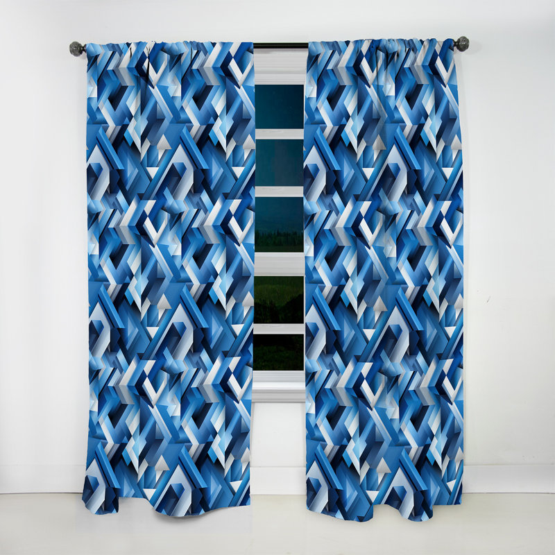 Rideau obscurcissant géométrique à rayures bleu et blanc Dynamic I Symmetry I - 1 panneaux, L 52 po x L 95 po