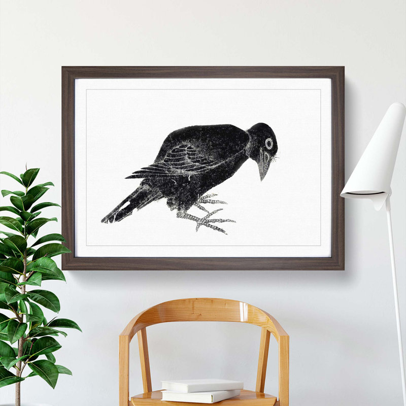 Crow by Katsushika Hokusai - Framed Print, 27cm H x 36cm W x 2cm D, Walnut Framed
