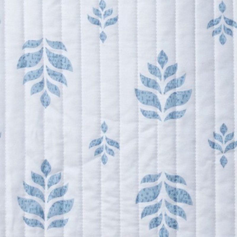 Blue and White Microfiber Full Quilt Set with Reversible Shams
