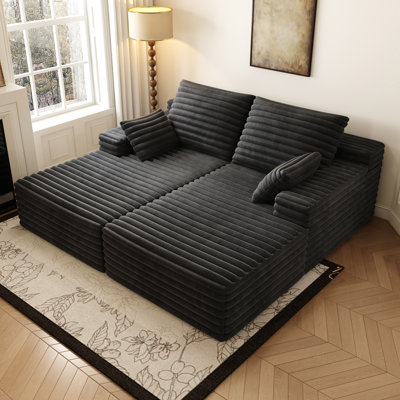 80” Oversized Double Lounge Chaise ,Cloud Plush Sofa Bed,Upholstered Boneless Cloud Sofa Deep Seat,No Assembly Required,Modern Sleeper Loveseat Chair