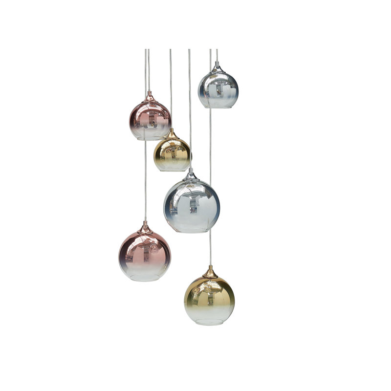 Brizio 6 - Light Brass/Copper/Silver Cluster Pendant