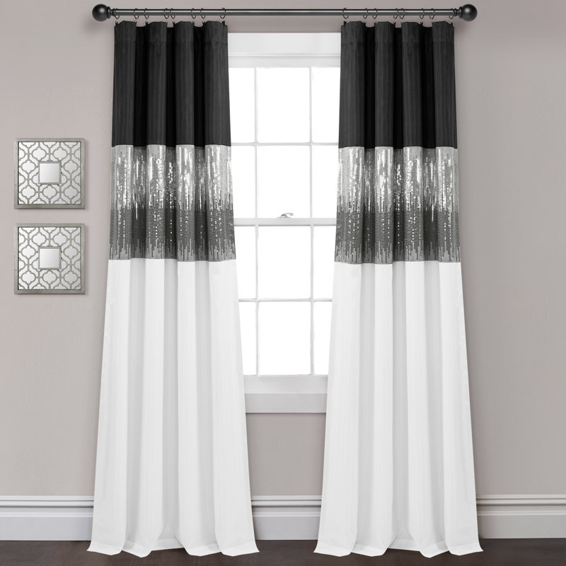 Night Sky Blackout Curtain Single Panel, Black/Whie