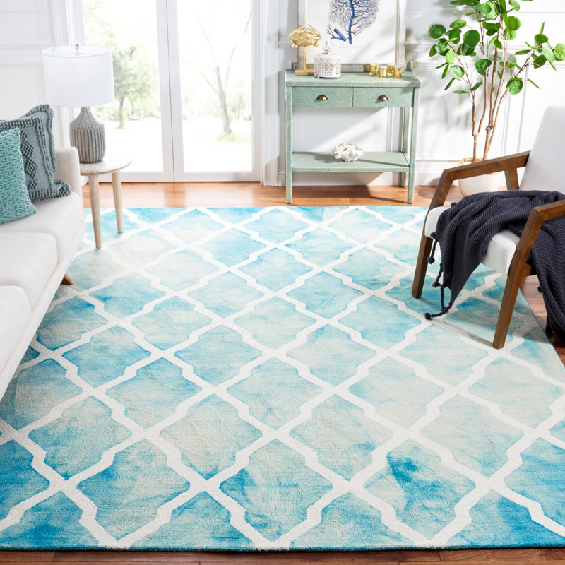 Dip Dye Hand Tufted Wool Geometric Rug, Rectangle 4' x 6'