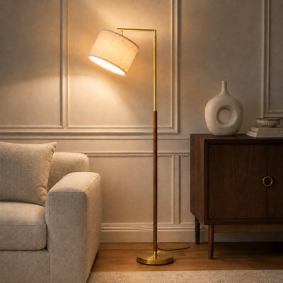 Lampe sur pied moderne en bois massif 65 "avec bras réglable 65"