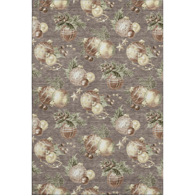 Premium Machine Washable Ingrassellino AMF1828 Christmas Balls Rug