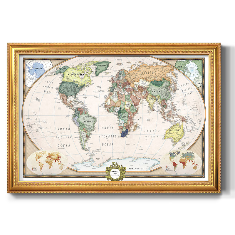 «Push Pin Map», reproduction d'art sur toile, Rétro or II, H 26 po x l 40 po x P 1 po