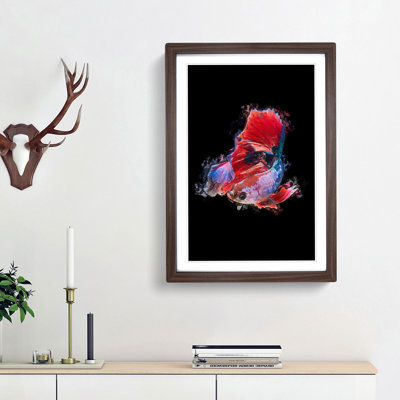 Eye-Catching Red & Blue Fish in Abstract - Picture Frame Painting Print