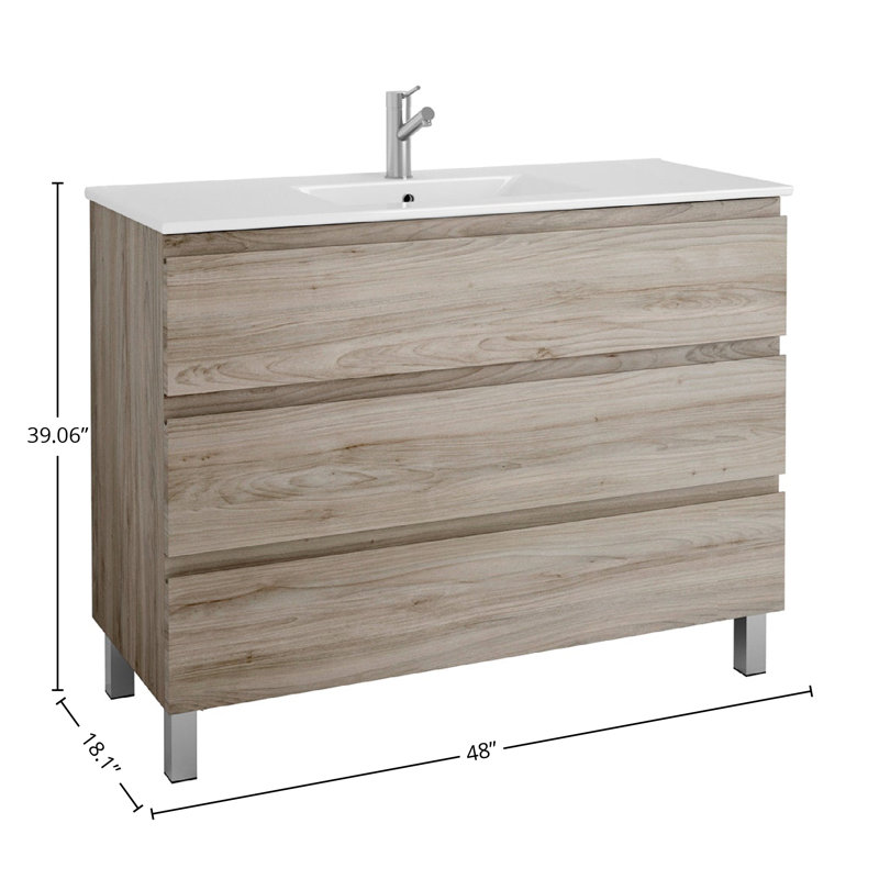 Bathroom Vanity Cabinet COSTA Collection by DAX, Light Brown