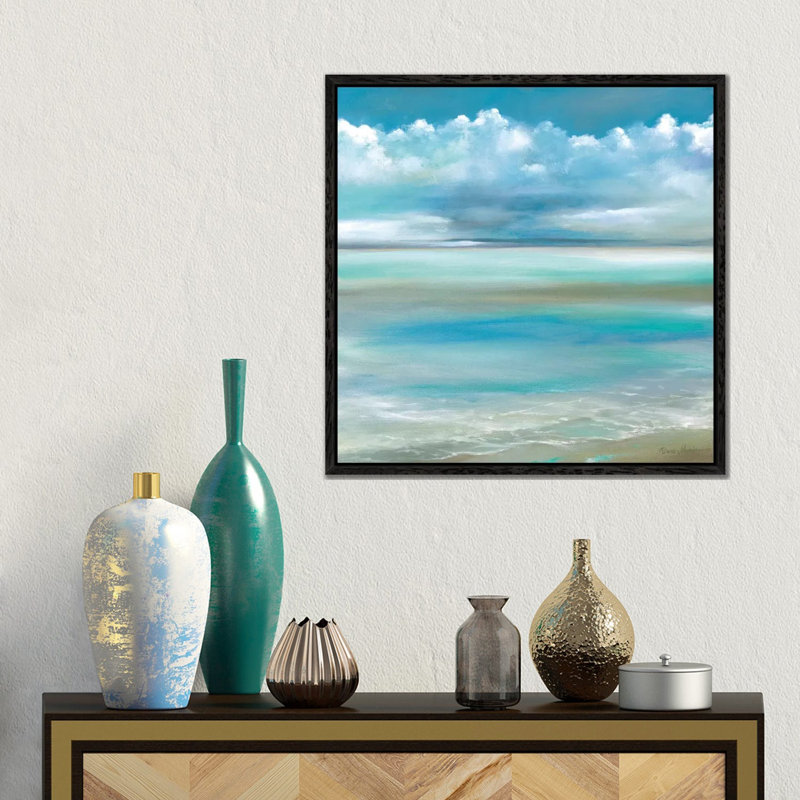 Tranquility By The Sea II by Ruane Manning - Gallery-Wrapped Canvas Giclée on Canvas, 45.72 cm H x 45.72 cm W, Black Framed