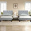 Twin Size Bed Set Upholstered Platform With Adjustable Diamond Tufted Headboard-2050283687