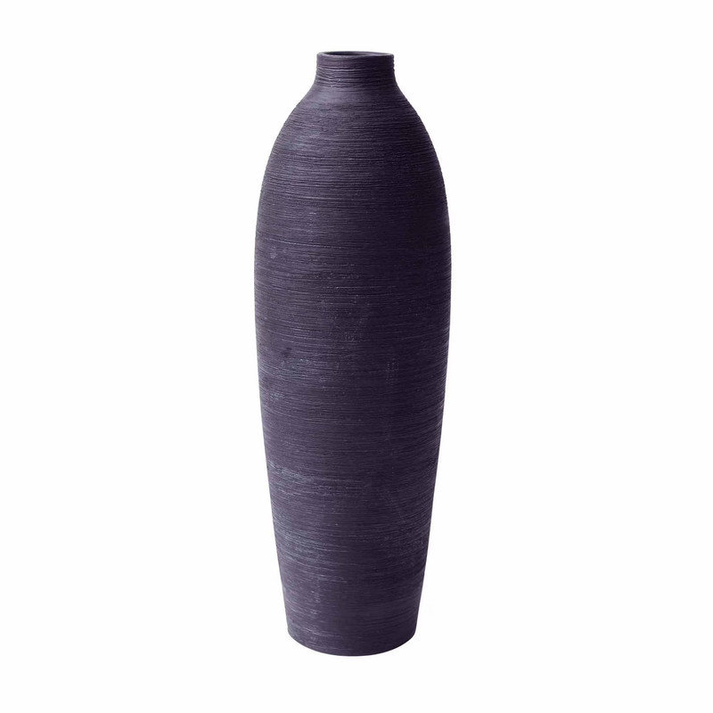 24"H Black Ceramic Floor Vase