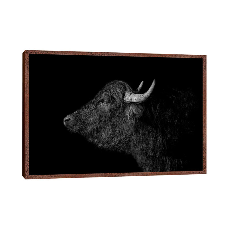 Buffalo 1 Piece Wall Art on Canvas, 66.04 cm H x 45.72 cm W, Classic Brown Wood Framed