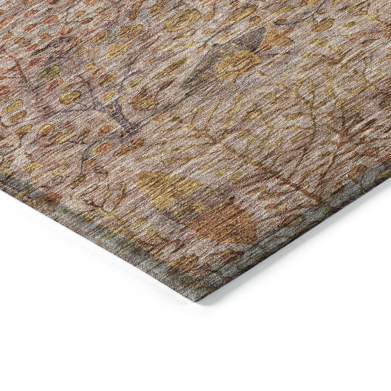 Tapis terre cuite lavable à la machine intérieur / extérieur Xhevrie, Rond 8 pi