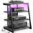 AV Media Stand With Outlets, Media Console With LED Lights, Stereo Racks And Stands With Storage Shelves, Media Audio Tower Stand-386307740