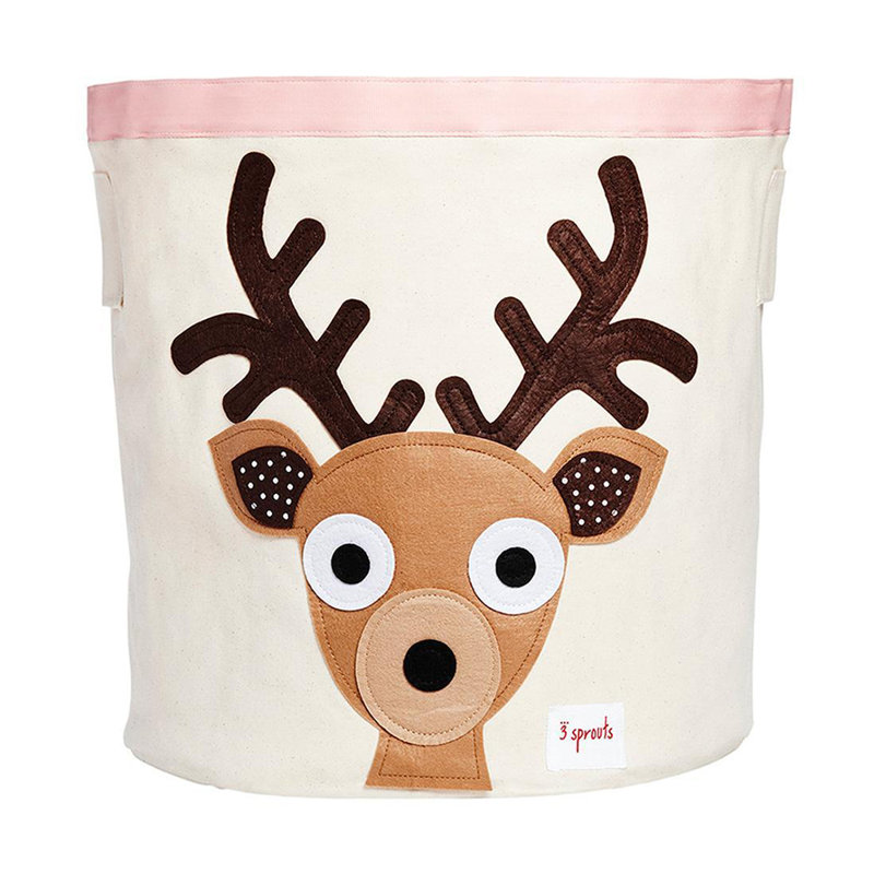 3 Sprouts - Canvas Storage Bin - Laundry and Toy Basket for Baby and Kids - Deer