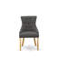 L'ensemble de salle à manger 5 pièces comprend une table de salle à manger ronde avec Dropleaf et 4 chaises Parson rembourrées en tissu Gotham foncé en chêne-1279584786-1279584787