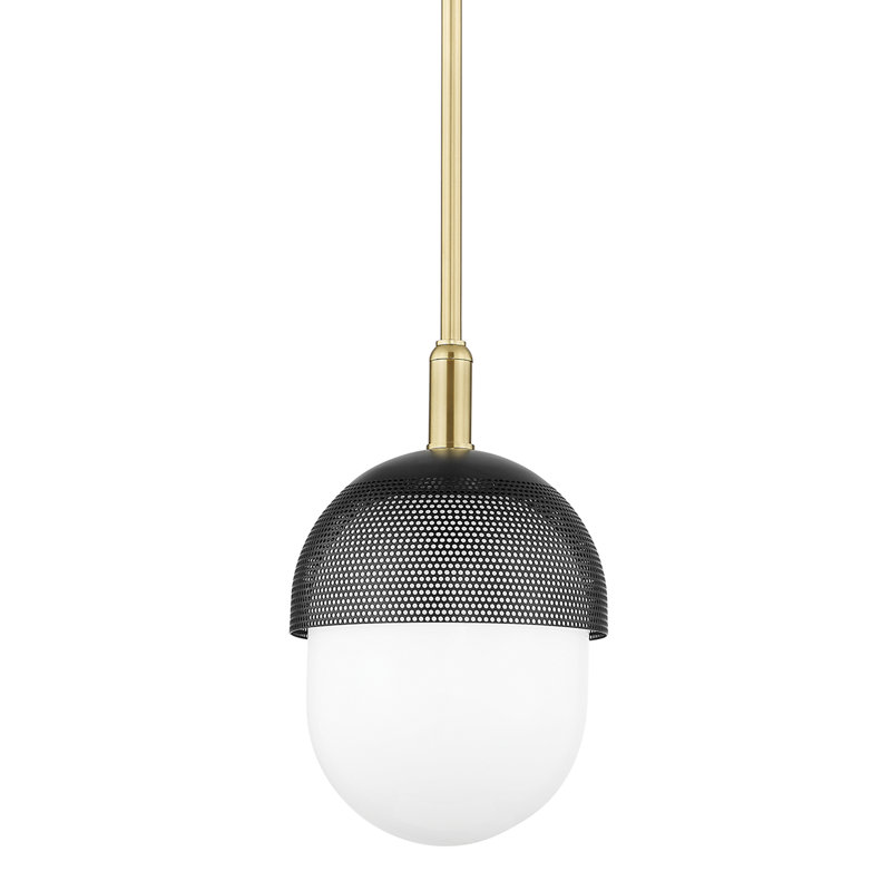 Nyack - 1 Light Small Pendant - Aged Brass/Black Finish, Aged Brass/Black, 14" H x 9" W x 9" D