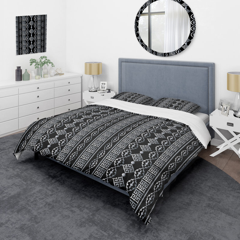 Ensemble de housse de couette en microfibre noir / blanc 3 pièces