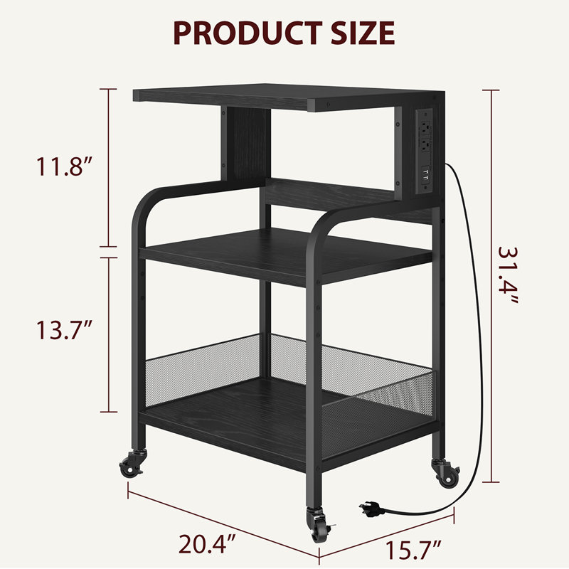 Table de bout Rhinebeck, Plateau noir / base noire