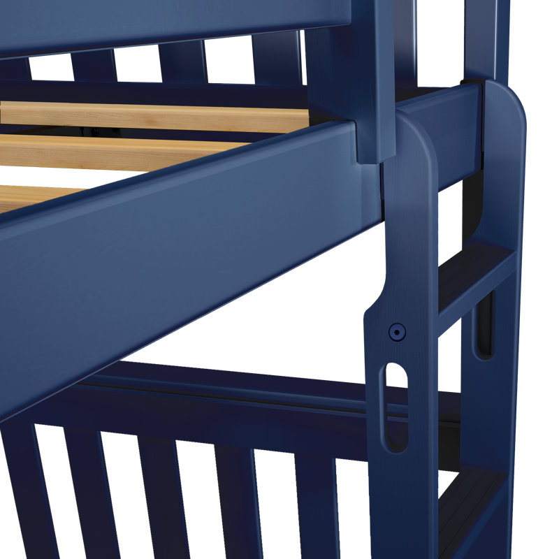 Lit superposé simple en bois massif Aileana, Bleu