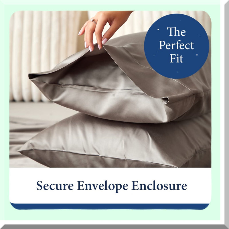 Rayon From BambooLux Cooling Pillowcase Set - Silky Soft Rayon Derived From Bamboo - Breathable Envelope Closure Cover - Luxury 2-Piece Standard/Queen Case